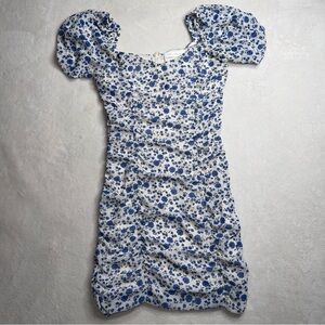All In Flavor Dress Blue Sasha Floral Draped Ruched Dress Size Small